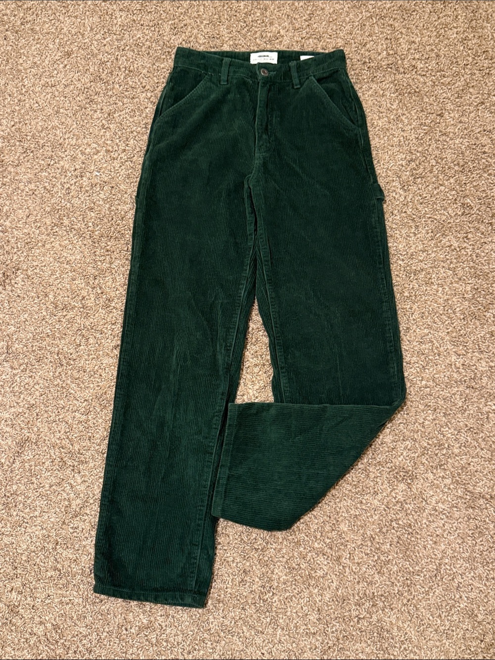 Cotton On Good Carpenter Jean Ribbed Grunge Green Corduroy Straight Leg Pants